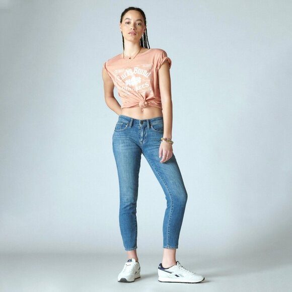 LUCKY BRAND LOLITA JEANS SZ 6 28 BLUE DENIM SKINNY CROPPED TAPERED - Picture 4 of 13